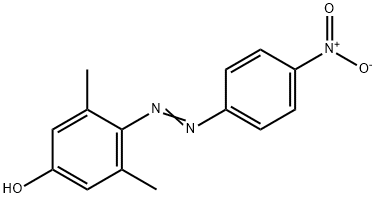 (E)-2,6-dimethyl-4-((4-nitrophenyl)diazenyl)phenol 化学構造式