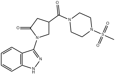 1-(2H-indazol-3-yl)-4-{[4-(methylsulfonyl)piperazin-1-yl]carbonyl}pyrrolidin-2-one 化学構造式