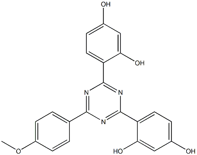 1,3-Benzenediol, 4,4'-[6-(4-methoxyphenyl)-1,3,5-triazine-2,4-diyl]bis-
 Structure