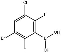 3-溴-5-氯-2,6-二氟苯基硼酸, 1451393-03-5, 结构式