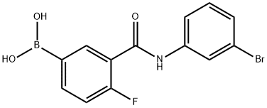 3-(3-溴苯基氨基甲酰基)-4-氟苯基硼酸, 1451393-30-8, 结构式