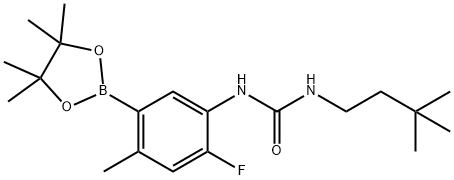 1-(3,3-二甲基丁基)-3-(2-氟-4-甲基-5-(4,4,5,5-四甲基-1,3,2-二氧硼戊烷-2-基)苯基)脲 结构式