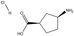 (1R,3S)-3-Aminocyclopentanecarboxylic acid hydrochloride 化学構造式