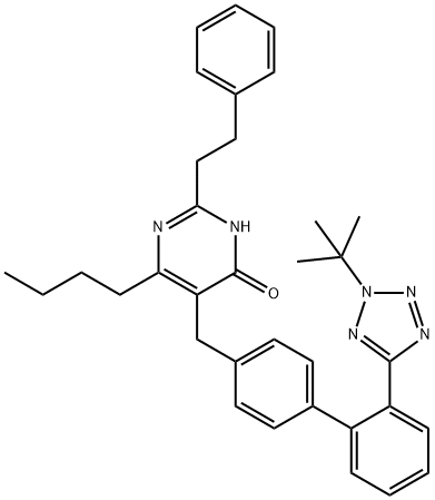 6-butyl-5-((2-(2-(tert-butyl)-2H-tetrazol-5-yl)-[1,1-biphenyl]-4-yl)methyl)-2-phenethylpyrimidin-4(3H)-one(WXG01776)|6-丁基-5-((2-(2-(叔-丁基)-2H-四唑-5-基)-[1,1-二联苯]-4-基)甲基)-2-苯乙基嘧啶-4(3H)-酮