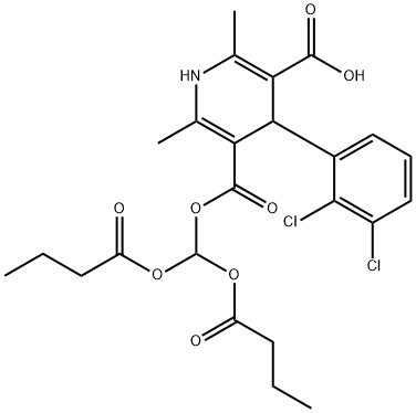 5-((Bis(butyryloxy)methoxy)carbonyl)-4-(2,3-dichlorophenyl)-2,6-dimethyl-1,4-dihydropyridine-3-carboxylic acid Structure