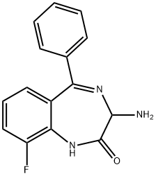 2H-1,4-Benzodiazepin-2-one, 3-amino-9-fluoro-1,3-dihydro-5-phenyl- 化学構造式