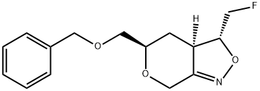 (3R,3aR,5R)-5-((benzyloxy)methyl)-3-(fluoromethyl)-3,3a,4,5-tetrahydro-7H-pyrano[3,4-c]isoxazole,1621585-45-2,结构式