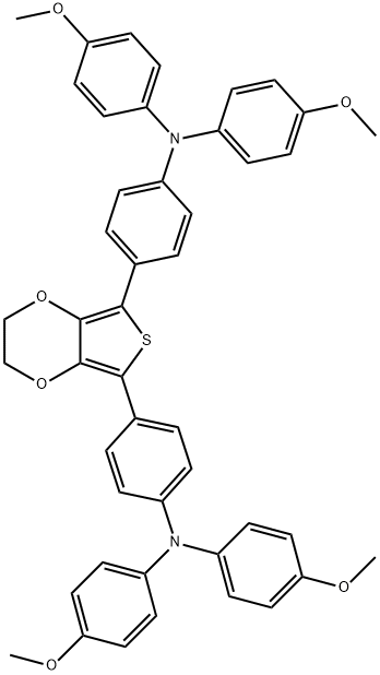 4,4'-(2,3-ジヒドロチエノ[3,4-b][1,4]ジオキシン-5,7-ジイル)ビス[N,N-ビス(4-メトキシフェニル)アニリン] 化学構造式