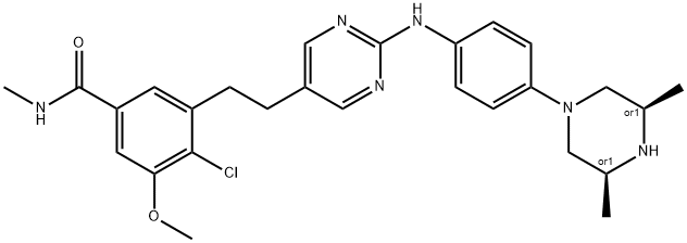 1628537-44-9 4-chloro-3-(2-(2-((4-((3S,5R)-3,5-dimethylpiperazin-1-yl)phenyl)amino)pyrimidin-5-yl)ethyl)-5-methoxy-N-methylbenzamide