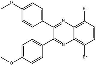 5,8-ジブロモ-2,3-ビス(4-メトキシフェニル)キノキサリン 化学構造式