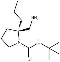 (2S)-1-BOC-2-プロピルピロリジン-2-メタンアミン 化学構造式