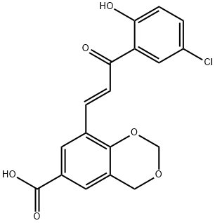 (E)-8-(3-(5-chloro-2-hydroxyphenyl)-3-oxoprop-1-en-1-yl)-4H-benzo[d][1,3]dioxine-6-carboxylic acid Structure