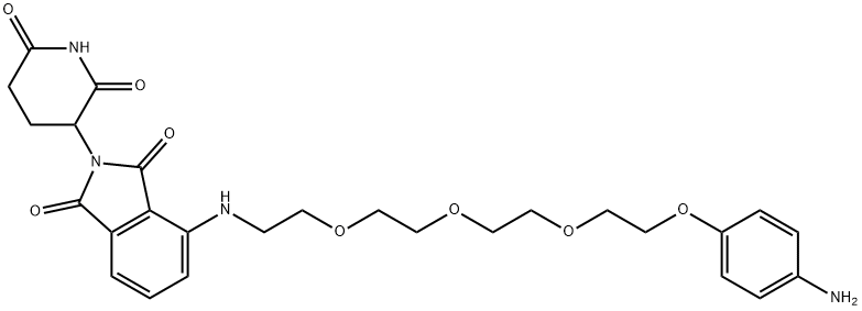 4-((2-(2-(2-(2-(4-aminophenoxy)ethoxy)ethoxy)ethoxy)ethyl)amino)-2-(2,6-dioxopiperidin-3-yl)isoindoline-1,3-dione Structure