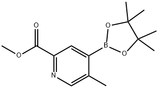 5-Methyl-4-(4,4,5,5-tetramethyl-[1,3,2]dioxaborolan-2-yl)-pyridine-2-carboxylic acid methyl ester 结构式