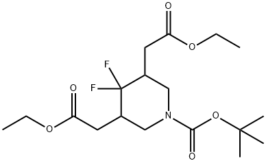 diethyl 2,2'-(1-(tert-butoxycarbonyl)-4,4-difluoropiperidine-3,5-diyl)diacetate,1864059-46-0,结构式