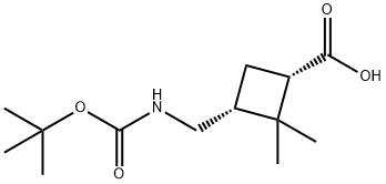 3-(Tert-Butoxycarbonylamino-Methyl)-2,2-Dimethyl-Cyclobutanecarboxylic Acid Struktur