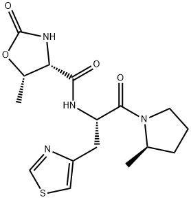 4-Oxazolidinecarboxamide, 5-methyl-N-[(1S)-2-[(2R)-2-methyl-1-pyrrolidinyl]-2-oxo-1-(4-thiazolylmethyl)ethyl]-2-oxo-, (4S,5S)- Structure