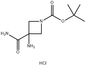 tert-butyl 3-amino-3-carbamoylazetidine-1-carboxylate hydrochloride Structure
