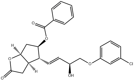 (3aR,4R,5R,6aS)- 5-(benzoyloxy)-4-[(1E,3S)-4-(3-chlorophenoxy)-3-hydroxy-1-buten-1-yl]hexahydro-2H-Cyclopenta[b]furan-2-one 化学構造式