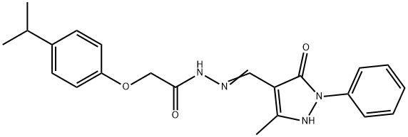 (E)-2-(4-isopropylphenoxy)-N'-((5-methyl-3-oxo-2-phenyl-2,3-dihydro-1H-pyrazol-4-yl)methylene)acetohydrazide Structure