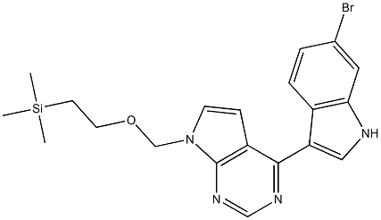 6-bromo-3-(7-{[2-(trimethylsilyl)ethoxy]methyl}-7H-pyrrolo[2,3-d]pyrimidin-4-yl)-1H-indole Struktur