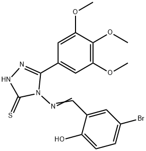 (E)-4-bromo-2-(((3-mercapto-5-(3,4,5-trimethoxyphenyl)-4H-1,2,4-triazol-4-yl)imino)methyl)phenol 结构式