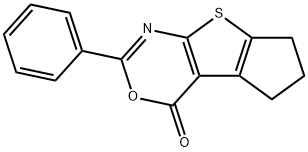 2-phenyl-6,7-dihydro-4H,5H-cyclopenta[4,5]thieno[2,3-d][1,3]oxazin-4-one Struktur