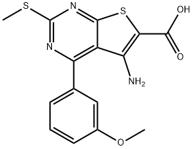 THIENO[2,3-D]PYRIMIDINE-6-CARBOXYLIC ACID,5-AMINO-4-(3-METHOXYPHENYL)-2-(METHYLTHIO)-(WXG01920) Structure