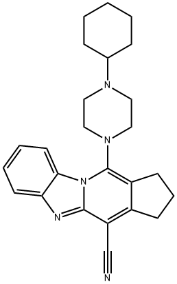 11-(4-cyclohexylpiperazin-1-yl)-2,3-dihydro-1H-cyclopenta[4,5]pyrido[1,2-a]benzimidazole-4-carbonitrile 结构式