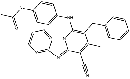 N-{4-[(2-benzyl-4-cyano-3-methylpyrido[1,2-a]benzimidazol-1-yl)amino]phenyl}acetamide Structure