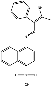 (E)-4-((2-methyl-1H-indol-3-yl)diazenyl)naphthalene-1-sulfonic acid Struktur