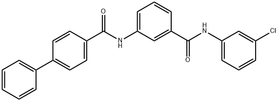 N-(3-{[(3-chlorophenyl)amino]carbonyl}phenyl)-4-biphenylcarboxamide 化学構造式