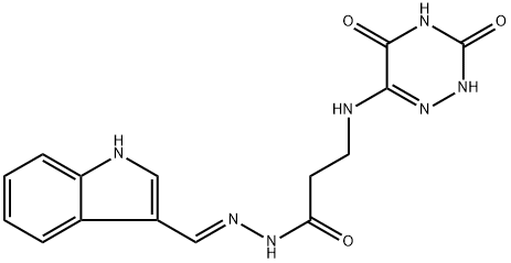 (E)-N'-((1H-indol-3-yl)methylene)-3-((3,5-dihydroxy-1,2,4-triazin-6-yl)amino)propanehydrazide|N'-[(3-吲哚基)亚甲基]-3-[(3,5-二氧代-2,3,4,5-四氢-1,2,4-三嗪-6-基)氨基]丙酰肼