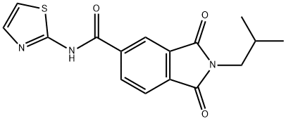 2-(2-methylpropyl)-1,3-dioxo-N-(1,3-thiazol-2-yl)-2,3-dihydro-1H-isoindole-5-carboxamide Struktur