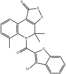 (3-chloro-1-benzothiophen-2-yl)(4,4,6-trimethyl-1-thioxo-1,4-dihydro-5H-[1,2]dithiolo[3,4-c]quinolin-5-yl)methanone Structure