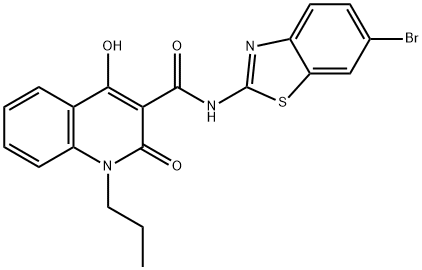 N-(6-bromo-1,3-benzothiazol-2-yl)-4-hydroxy-2-oxo-1-propyl-1,2-dihydroquinoline-3-carboxamide Struktur