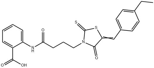 2-({4-[(5Z)-5-(4-ethylbenzylidene)-4-oxo-2-thioxo-1,3-thiazolidin-3-yl]butanoyl}amino)benzoic acid Struktur