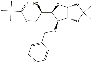 1,2-O-(1-Methylethylidene)-3-O-(phenylmethyl)-alpha-D-glucofuranose 6-(2,2-dimethylpropanoate) Struktur