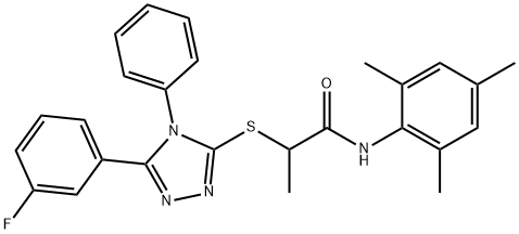 2-{[5-(3-fluorophenyl)-4-phenyl-4H-1,2,4-triazol-3-yl]sulfanyl}-N-(2,4,6-trimethylphenyl)propanamide Structure