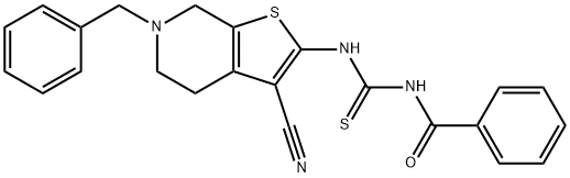 N-[(6-benzyl-3-cyano-4,5,6,7-tetrahydrothieno[2,3-c]pyridin-2-yl)carbamothioyl]benzamide Structure