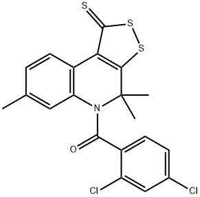 (2,4-dichlorophenyl)(4,4,7-trimethyl-1-thioxo-1,4-dihydro-5H-[1,2]dithiolo[3,4-c]quinolin-5-yl)methanone Structure