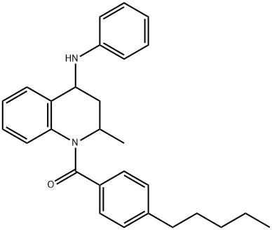 [2-methyl-4-(phenylamino)-3,4-dihydroquinolin-1(2H)-yl](4-pentylphenyl)methanone Structure