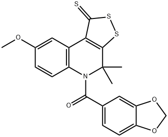 1,3-benzodioxol-5-yl(8-methoxy-4,4-dimethyl-1-thioxo-1,4-dihydro-5H-[1,2]dithiolo[3,4-c]quinolin-5-yl)methanone Structure