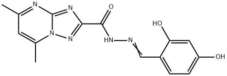 (E)-N'-(2,4-dihydroxybenzylidene)-5,7-dimethyl-[1,2,4]triazolo[1,5-a]pyrimidine-2-carbohydrazide 结构式