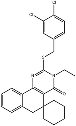 2-[(3,4-dichlorobenzyl)sulfanyl]-3-ethyl-3H-spiro[benzo[h]quinazoline-5,1'-cyclohexan]-4(6H)-one Structure