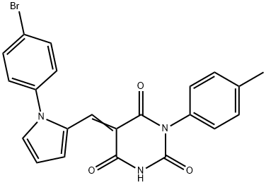 (5E)-5-{[1-(4-bromophenyl)-1H-pyrrol-2-yl]methylidene}-1-(4-methylphenyl)pyrimidine-2,4,6(1H,3H,5H)-trione Structure