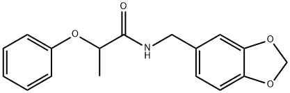 N-(1,3-benzodioxol-5-ylmethyl)-2-phenoxypropanamide Structure