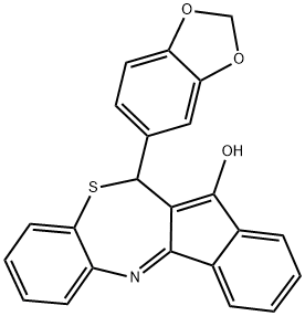 6-(1,3-benzodioxol-5-yl)-6H-benzo[b]indeno[1,2-e][1,4]thiazepin-5-ol Struktur