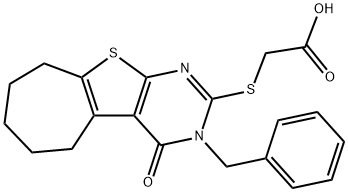 2-((3-benzyl-4-oxo-4,5,6,7,8,9-hexahydro-3H-cyclohepta[4,5]thieno[2,3-d]pyrimidin-2-yl)thio)acetic acid Structure