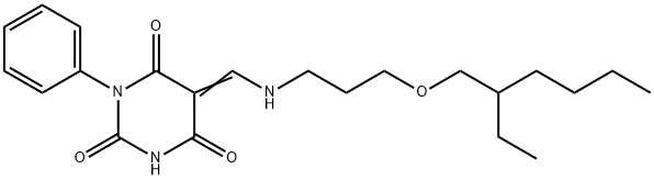 (5Z)-5-[({3-[(2-ethylhexyl)oxy]propyl}amino)methylidene]-1-phenylpyrimidine-2,4,6(1H,3H,5H)-trione 结构式
